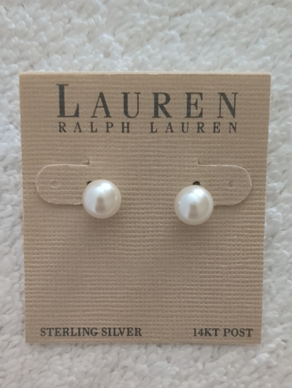 Lauren Ralph Lauren White Pearl Sterling Silver Stud Earrings - NWT
